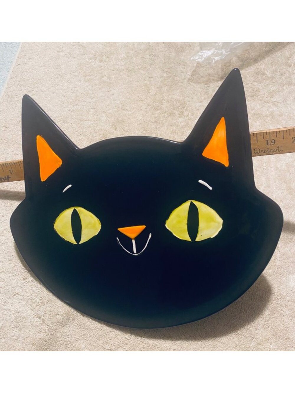 Makers Halloween Black Cat Ceramic Serving Plate 14" Microwave & Dishwasher Safe